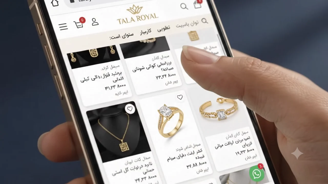 فروشگاه موبایلی طلا رویال با کاتالوگ طلا و جواهر